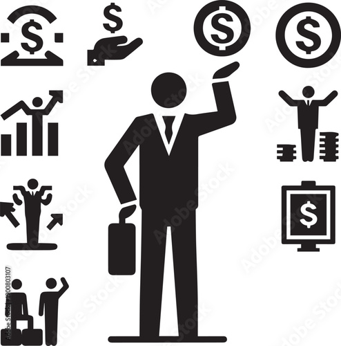 Person Holding Dollar Symbol Silhouette Representing Finance Wealth And Economy