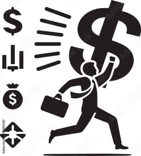 Person Holding Dollar Symbol Silhouette Representing Finance Wealth And Economy