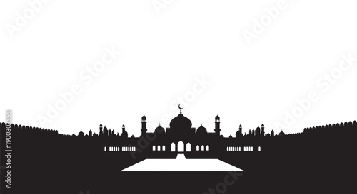 Ramadan Prayer Emblem Silhouette Graphic Design