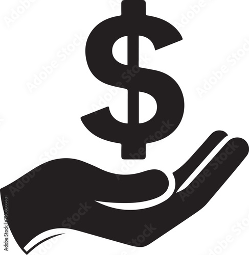 Person Holding Dollar Symbol Silhouette Representing Finance Wealth And Economy