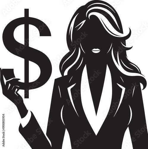 Person Holding Dollar Symbol Silhouette Representing Finance Wealth And Economy