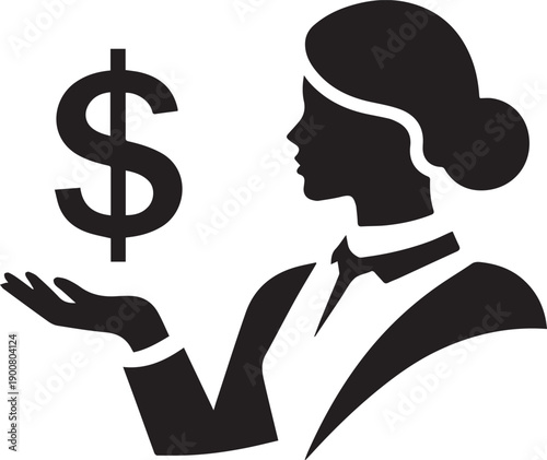 Person Holding Dollar Symbol Silhouette Representing Finance Wealth And Economy