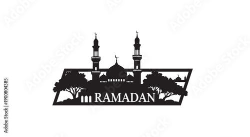 Ramadan Island Mosque Silhouette Sticker