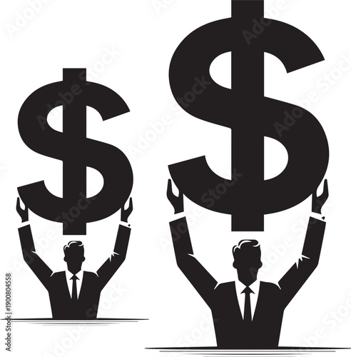 Person Holding Dollar Symbol Silhouette Representing Finance Wealth And Economy