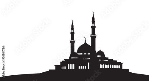 Coastal Mosque Silhouette Icon for Ramadan