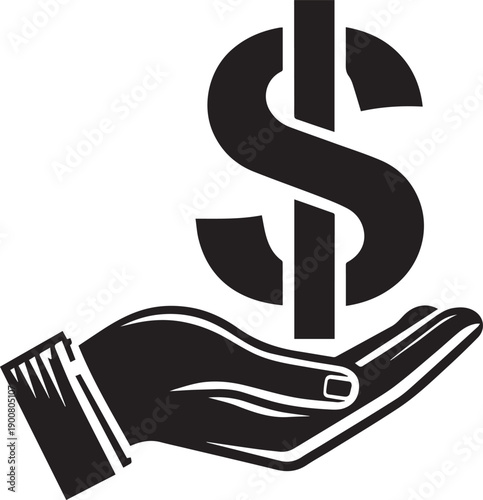 Person Holding Dollar Symbol Silhouette Representing Finance Wealth And Economy