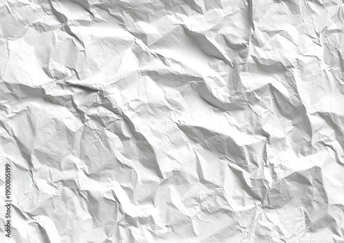 Close-up of a crumpled, white paper surface with deep creases and subtle shadows
