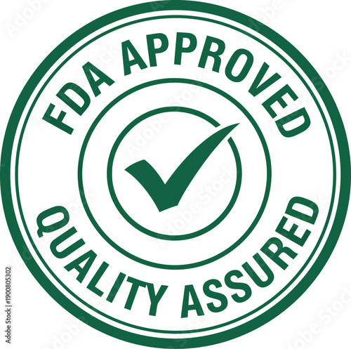 FDA Approved Quality Assured Seal Vector Badge for Medical and Food Product Certification