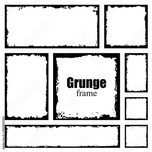 Set of ink grunge frames wi...