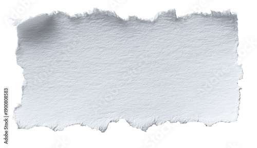 Torn white paper strip with uneven edges, slight texture, set against a black background