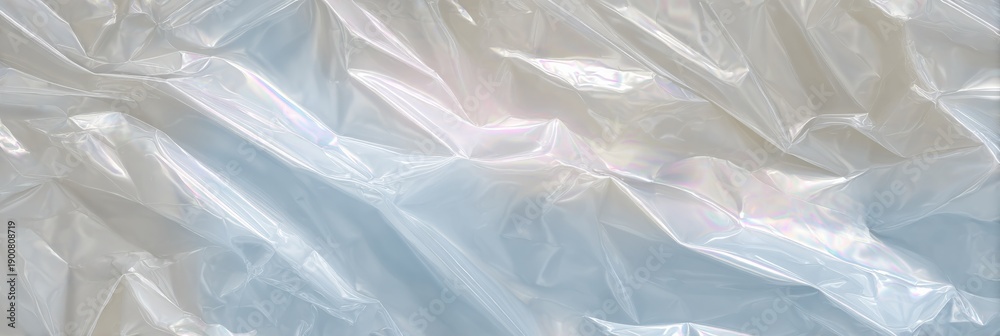 Obraz premium Translucent crinkled plastic texture with iridescent highlights
