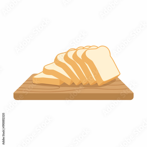 Sliced bread arranged on a wooden cutting board viewed from a slightly elevated angle