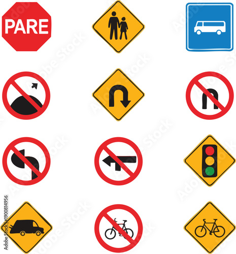 Free Download International Traffic Road Sign Collection Stop Warning No Entry and Informational Street Icons for Transportation Design - GFXLoad