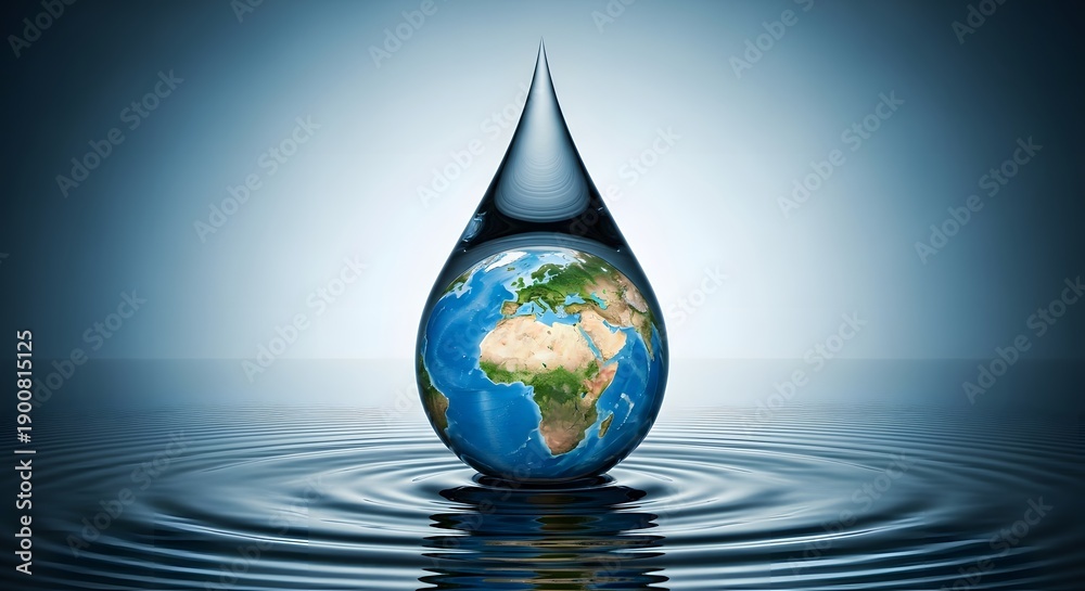 Obraz premium Earth encapsulated in a water droplet
