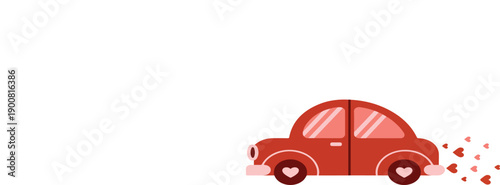 Romantic Red Valentine Wedding Car,Art & Illustration