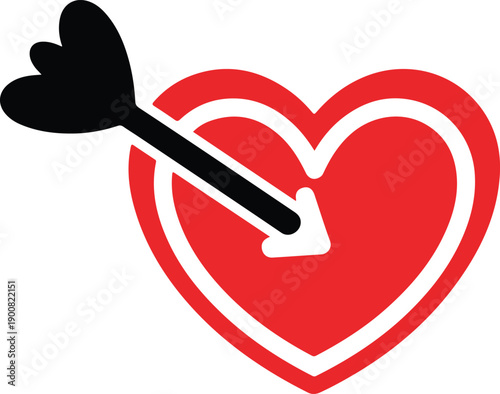Red Heart With Cupid Arrow, art work 