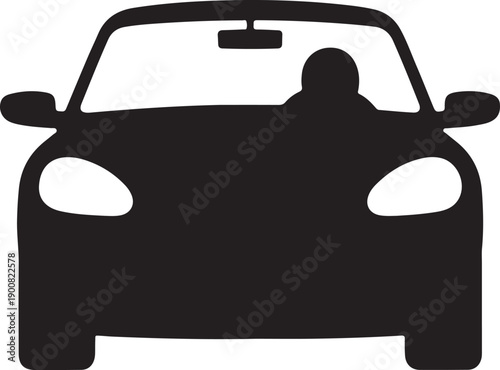 Car icon. Auto vehicle isolated. Transport icons. Automobile silhouette front view. Sedan car, vehicle or automobile symbol on white background