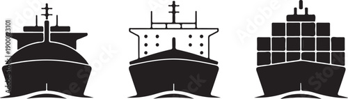 cargo ship icon set. sea transportation symbols. oil tanker and lng tanker