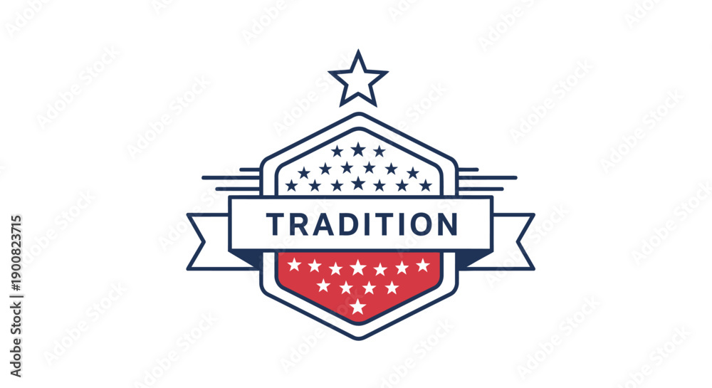 Obraz premium Patriotic Badge Emblem with Stars and Ribbon Design