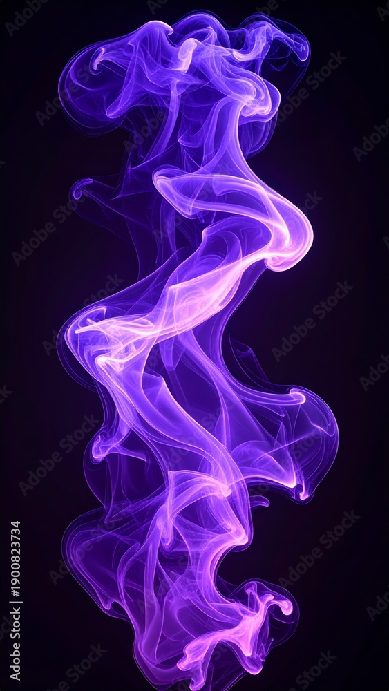 Obraz premium Ethereal Purple Smoke Stream on Black Backdrop Vertical Composition