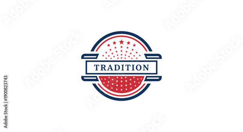 Patriotic Logo with Stars and Trimmed Banner and the Word tradition