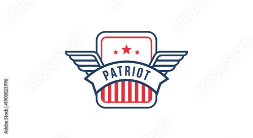 Patriot emblem featuring patriotic colors with stars and wings representing national pride and strength in a modern design
