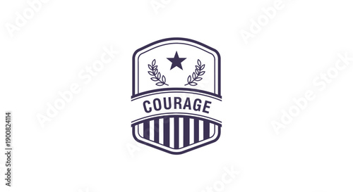 Inspirational badge emphasizing bravery and resilience with a star and laurel motif
