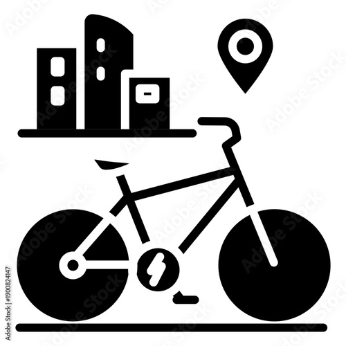 Electric Bike City Tours Vector Icon