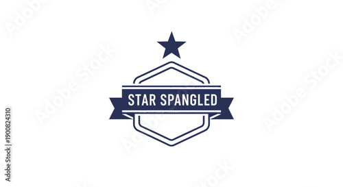 Elegant navy blue star with a shield and banner design representing excellence and achievement with a prominent star at the top