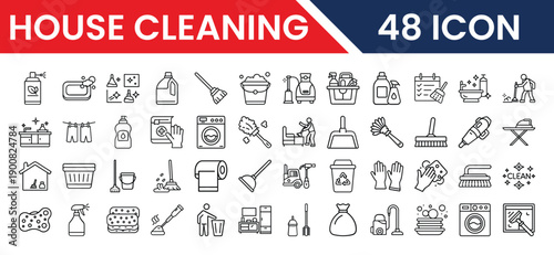 House Cleaning Icons Collection for Domestic Chores and Organization