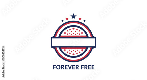 Patriotic Logo Design Featuring American Flags and Stars with forever Free Motto