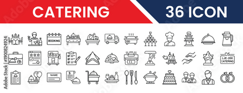 Catering icons collection for events and food services