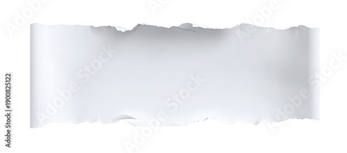 A white paper strip with jagged edges against a black background. Shadows give a sense of depth