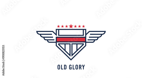 Vintage Style Badge Logo Design with Wings and Stars for Old Glory