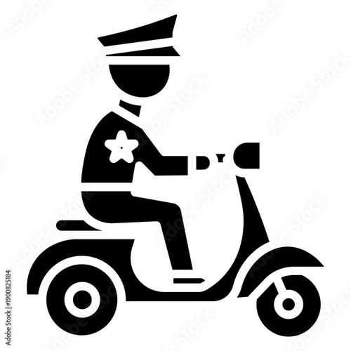 Police Officer On Scooter Vector Icon