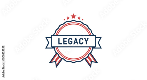 Patriotic Emblem with Ribbon and Stars Celebrating Legacy