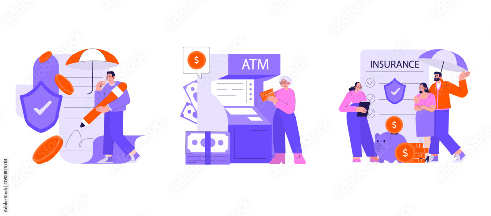 Fototapeta premium Financial Security and Banking Vector Illustration