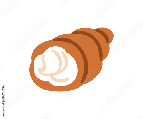 Cream horn. Tube pastry, dough hollow shell filled with whipped egg, custard,...