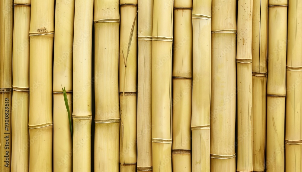Naklejka premium Bamboo texture background showcasing slender and tall natural growth with warm earthy tones and vibrant green accents