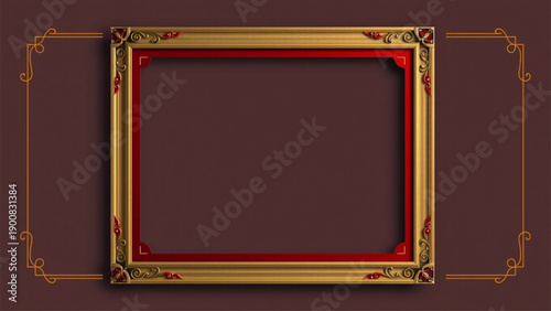 vintage gold frame with clipping path