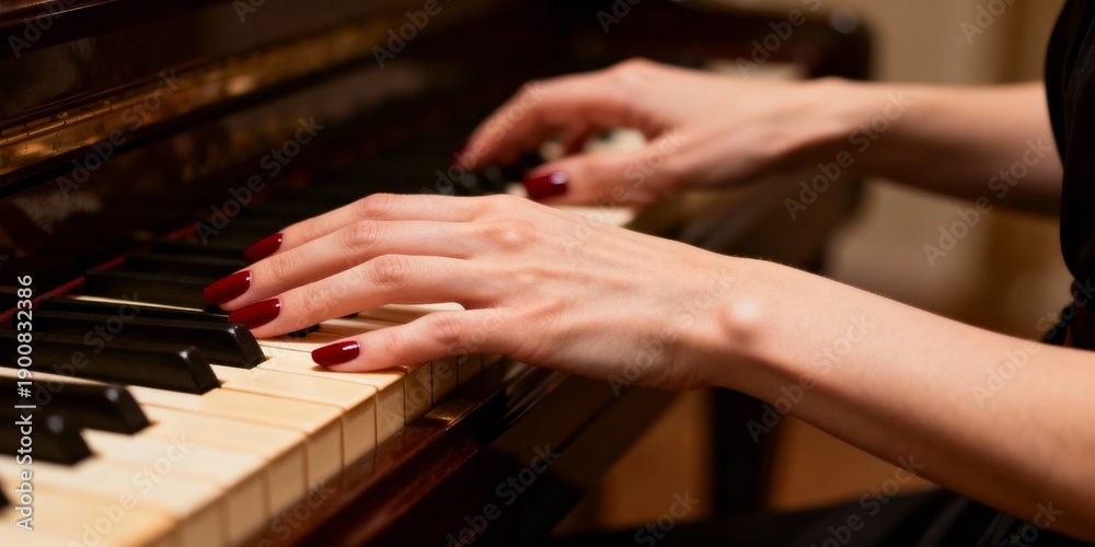 Fototapeta premium Woman's hands playing the piano