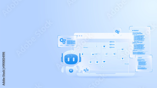 AI workflow automation artificial intelligence. ai agent dashboard automation showing data processing system, coding and automation system.