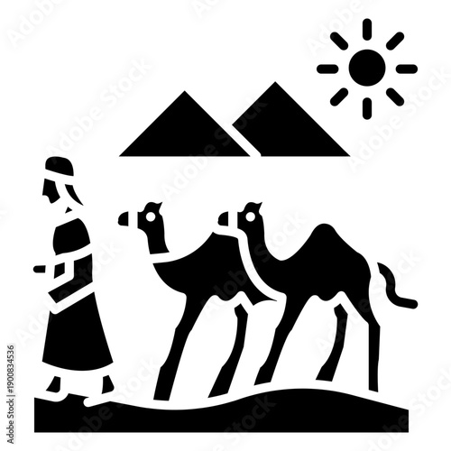 Camel Caravan Vector Icon
