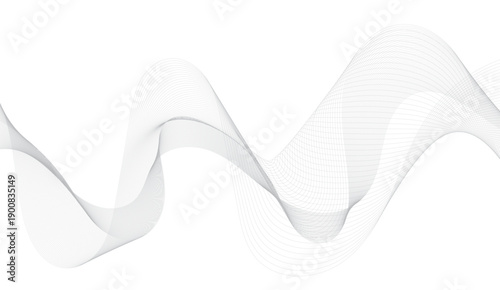 Thin line wave abstract background. Vector illustration isolated on white background. 