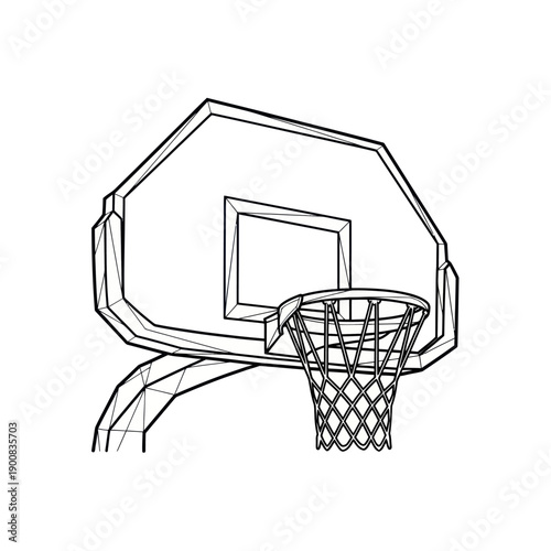 Basketball Hoop and Net Outline Drawing