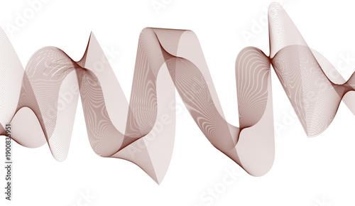 Abstract wavy brown stream element for design on transparent background isolated. frequency sound wave lines, technology, data science, business wave line background. 