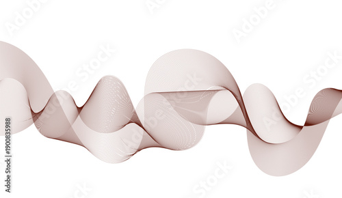 Abstract wavy brown stream element for design on transparent background isolated. frequency sound wave lines, technology, data science, business wave line background. 