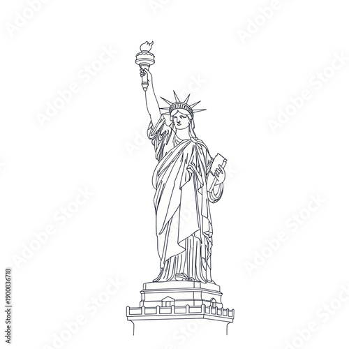 Fotografía Statue of Liberty Outline Drawing Iconic Landmark New York City Symbol