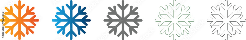 Obraz premium Snowflake crystal icon set vector flat design
