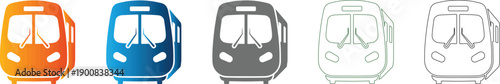 Metro subway train flat icon set vector illustration